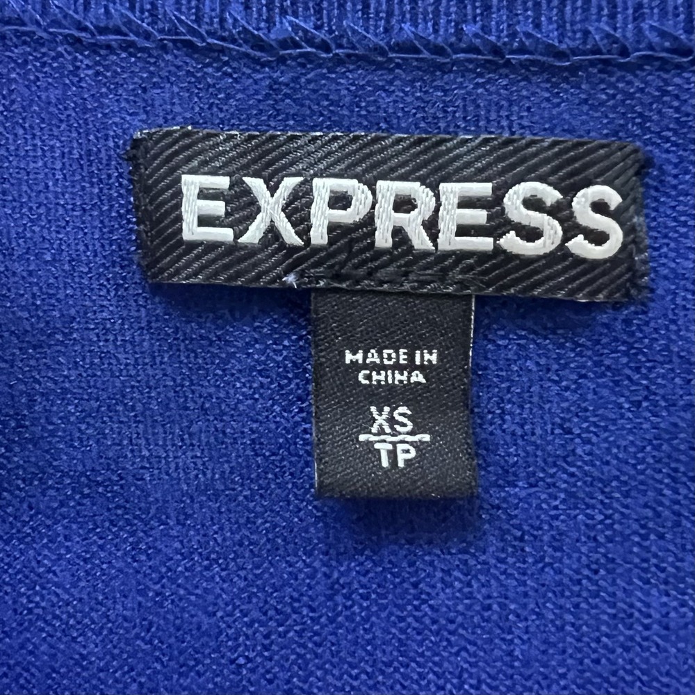 Express Women's Royal Blue Cap Sleeve Front Keyhole‎ Sweater Sz XS - Picture 3 of 6